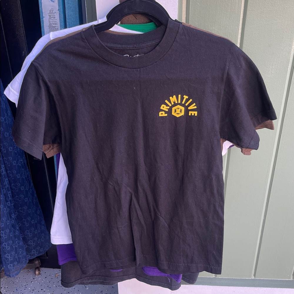 Primitive Black Tee with Yellow Emblem